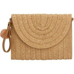 Women's Straw Handbag Clutch for Women Summer Beach Straw Woven Envelope Purse